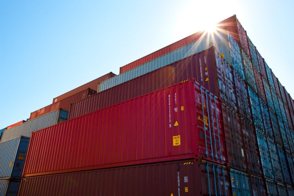 Cargo containers in shipping dock